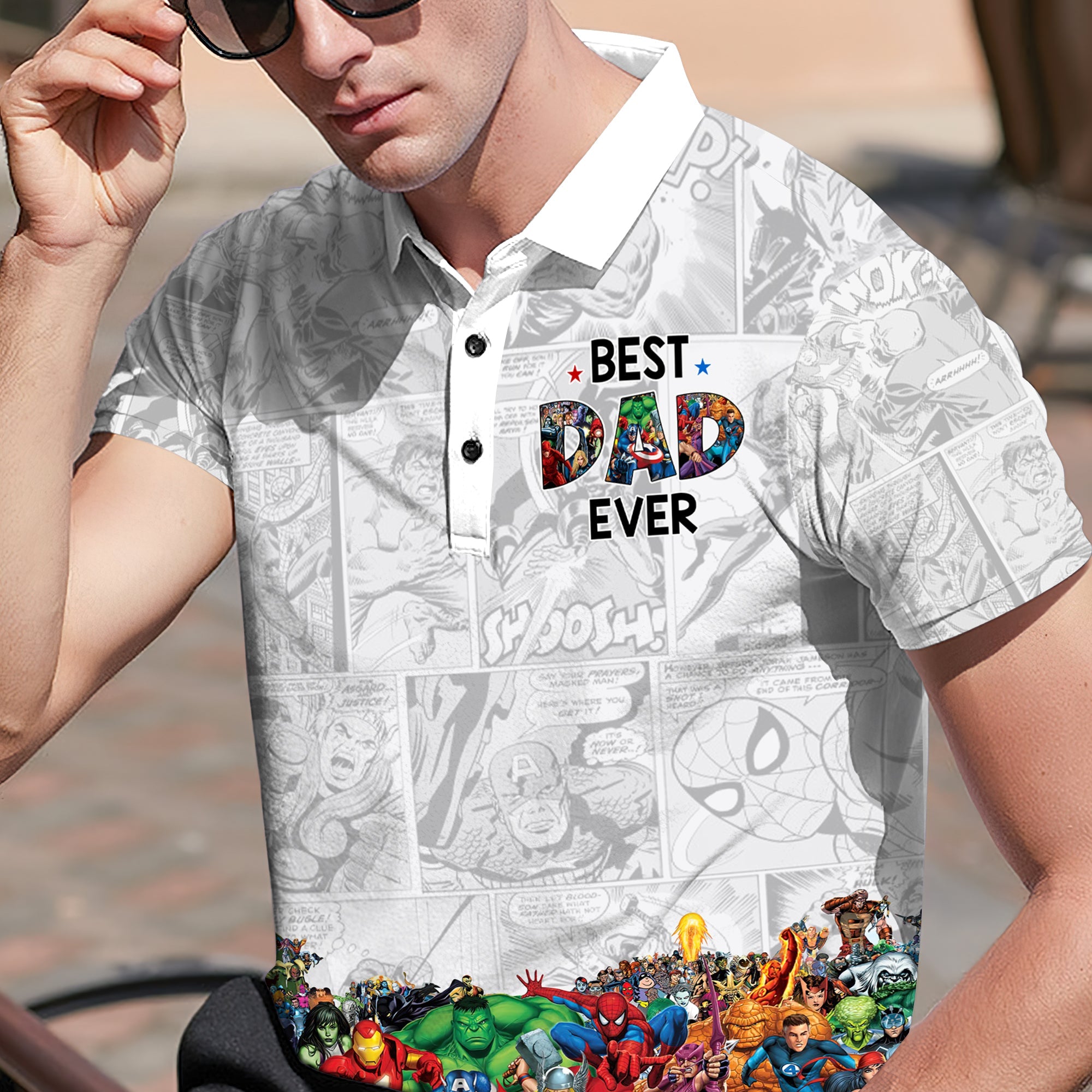 Personalized Super Dad 3D Polo Shirt - Custom Father's Day Gift Polo Shirts PopCulturePrints