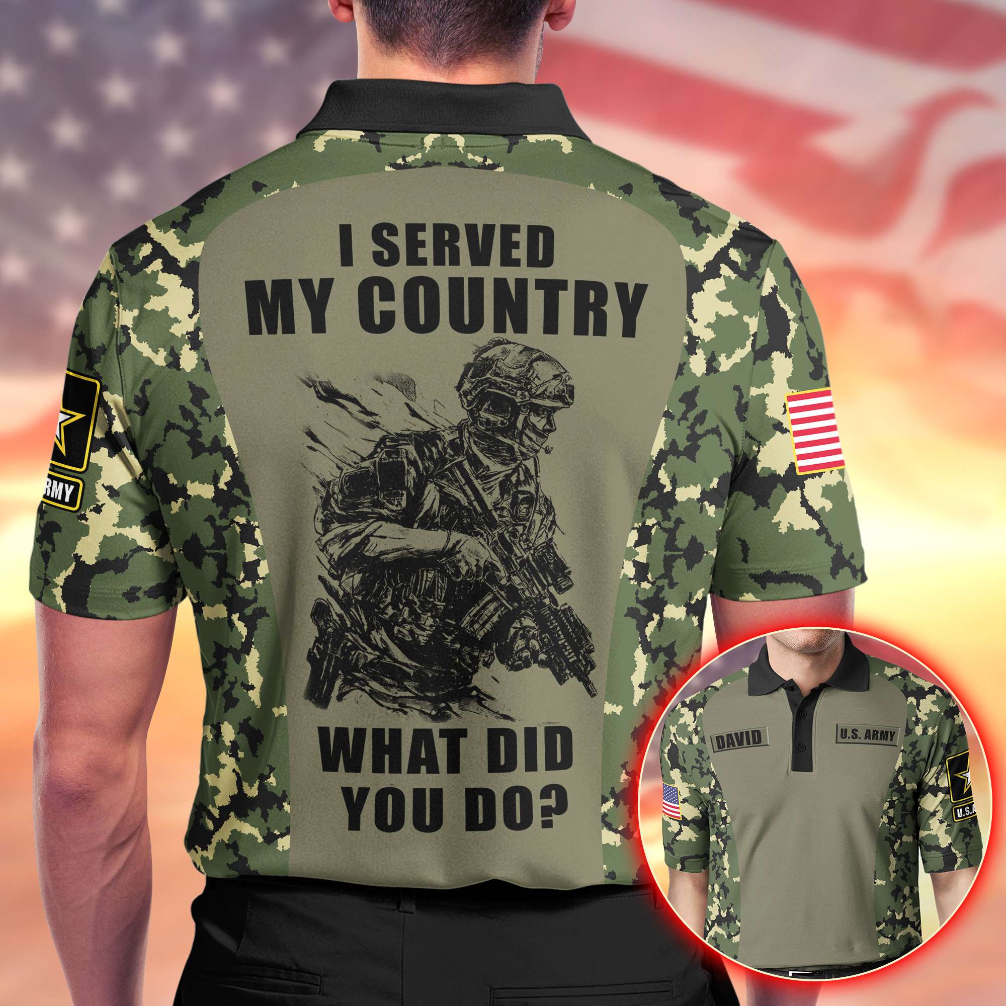 Personalized U.S. Army Veteran Camo Polo Shirt