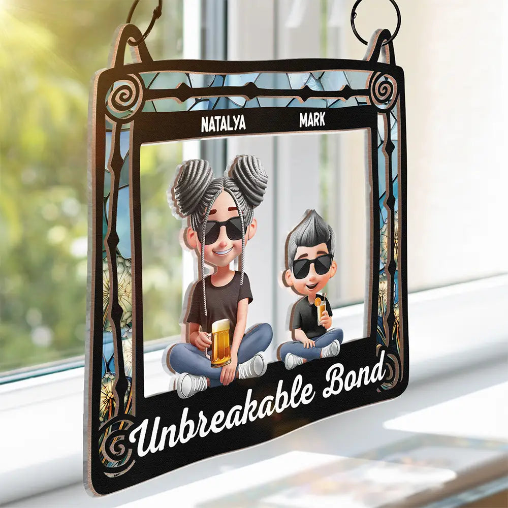 “Forever Linked Together: A Heartfelt Tribute” - Personalized Window Hanging Suncatcher Ornament for Moms and Grandmas Suncatcher Ornament PopCulturePrints
