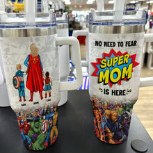 Load image into Gallery viewer, Super Mom Personalized Tumbler with Hero Family Design Tumbler Cup PopCulturePrints
