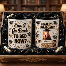 Load image into Gallery viewer, “Can I Go Back to Bed Now?” - Custom Photo Finally Graduation Coffee Mug - Personalized Gifts for Graduates Coffee Mug PopCulturePrints
