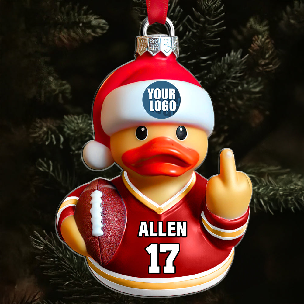 Personalized Football Fan Duck Christmas Ornament Ornament PopCulturePrints