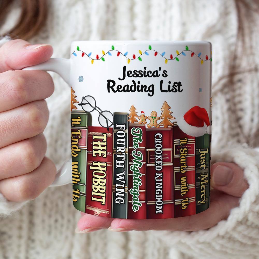 Custom Christmas Book Lover Mug - Personalized Gift Coffee Mug PopCulturePrints