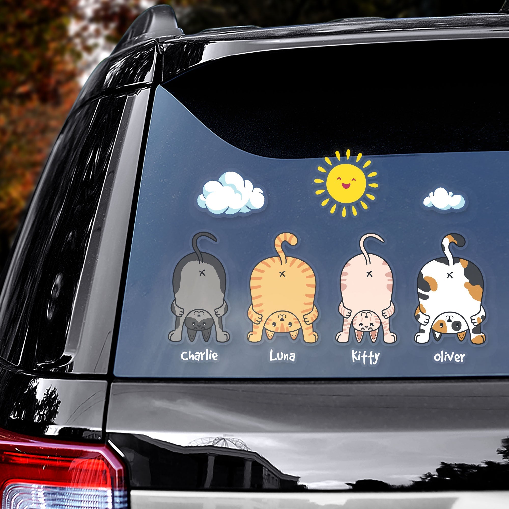 Personalized Cat Lover Car Window Decal - Cute Cat Bum Design