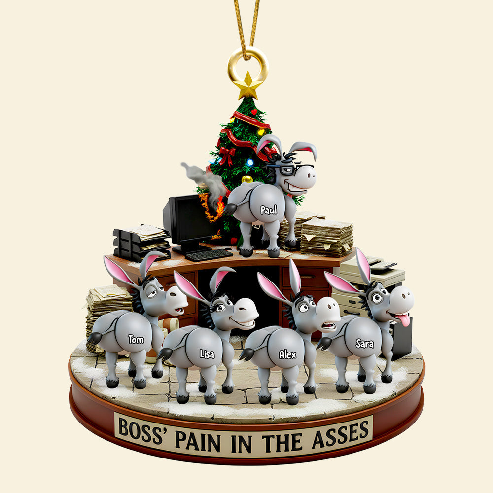 “Bring Joy to Your Workspace!” - Fun Donkey Coworkers Ornament, Personalized Gift for Boss Ornament PopCulturePrints