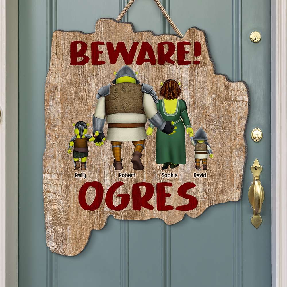 Personalized Family Beware Ogre Welcome Sign Wood Sign PopCulturePrints