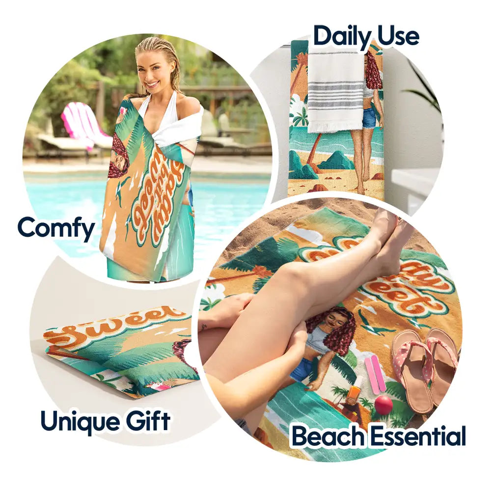 Salty But Sweet - Personalized Beach Towel for the Beach Lovers Beach Towel PopCulturePrints