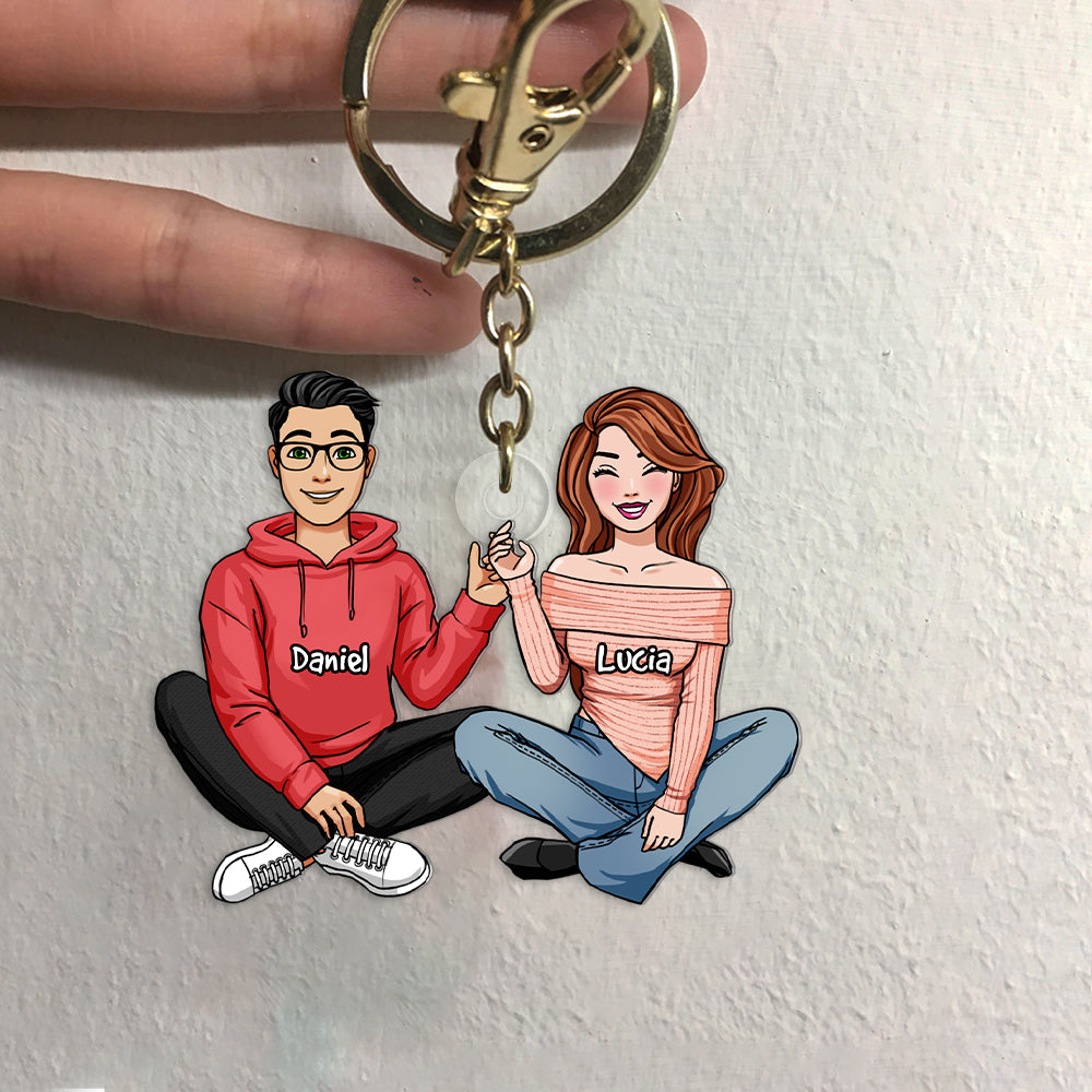 Personalized Sitting Couple Keychain - Stylish Gift for Couples Keychains PopCulturePrints