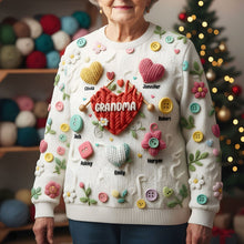 Load image into Gallery viewer, Grandma Knitting With Heart Sweater - Custom Gifts for Grandma &amp; Mom AOP Products PopCulturePrints
