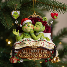 Load image into Gallery viewer, “All I Want For Christmas Is You” - Mischievous Kiss Acrylic Ornament, Personalized Gift for Couples

