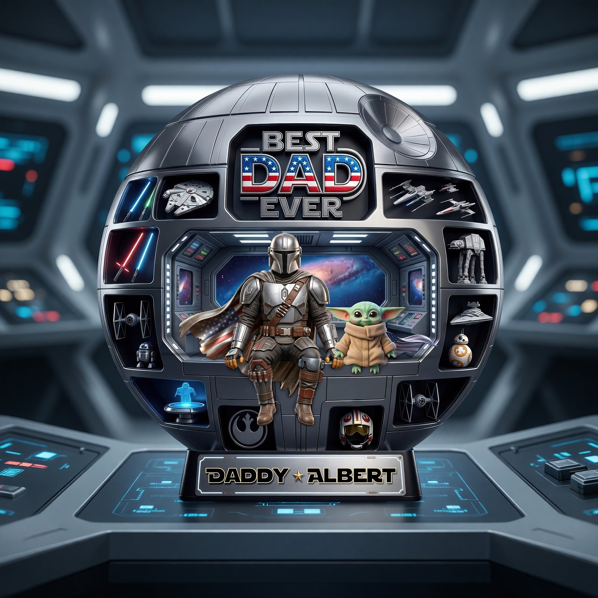 "Best Dad Ever" - Personalized Dad Space Station Acrylic Plaque - Perfect Gift for Dads and Grandpas Shaped Plaques PopCulturePrints