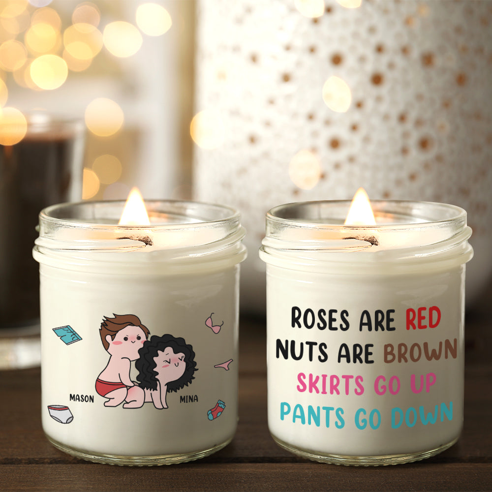 Personalized Couple Scented Candle - Roses Are Red, Nuts Are Brown Scented Candle PopCulturePrints