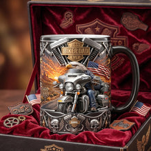 Load image into Gallery viewer, "Best Biker Dad Ever" - Personalized Bald Eagle Dad On Motorcycle Magic Mug - Gift for Dads, Grandpas, and Bikers Coffee Mug PopCulturePrints
