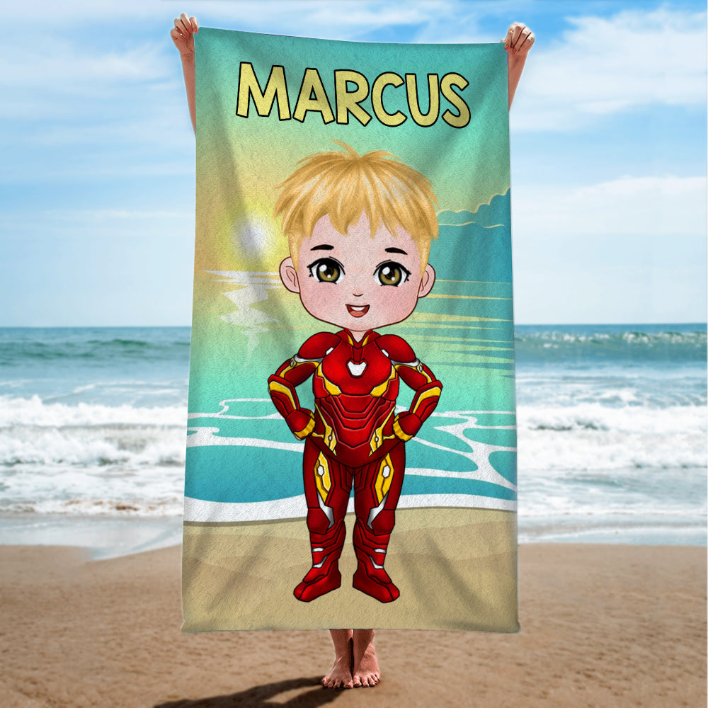 Personalized Superhero Beach Towel for Kids Beach Towel PopCulturePrints