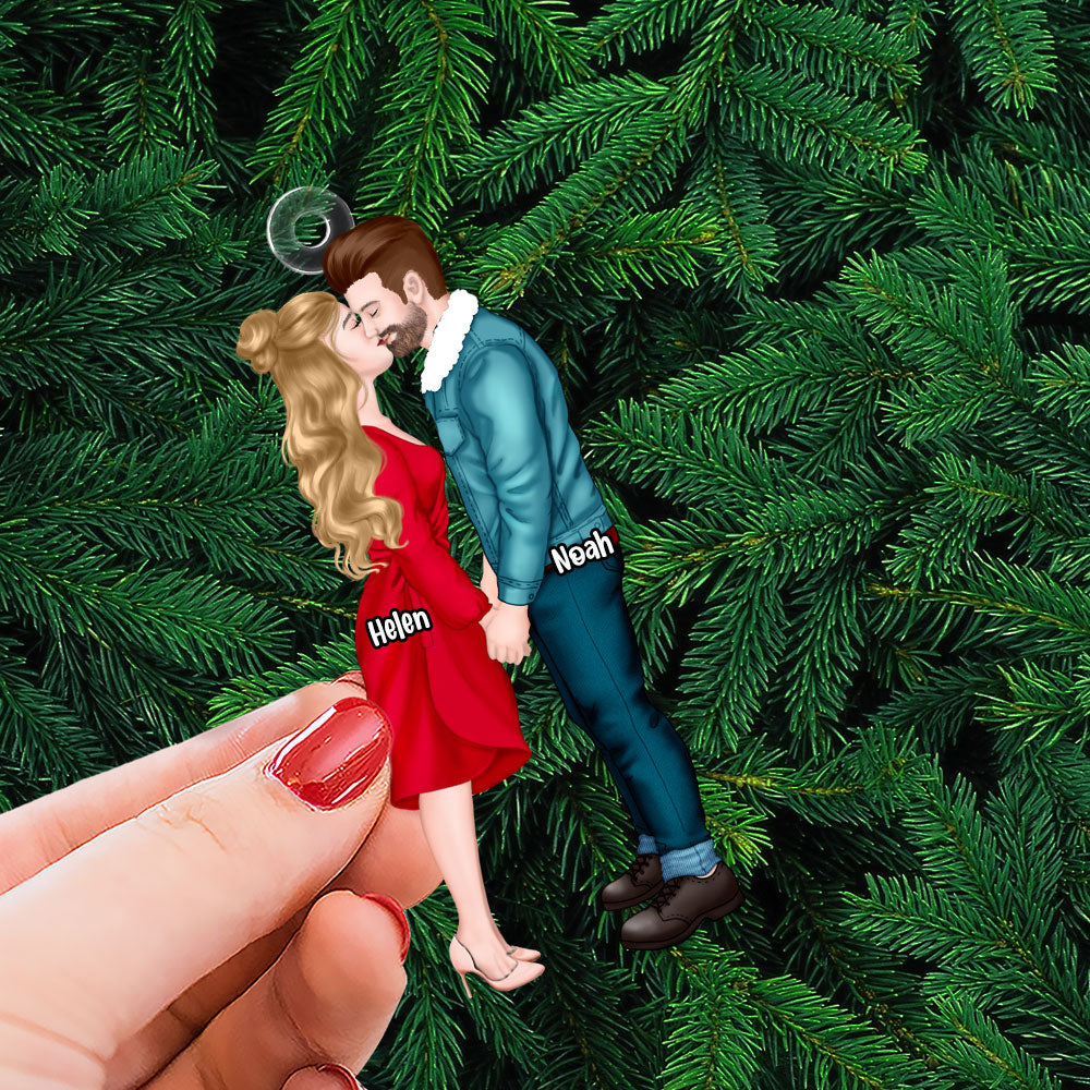 Personalized Christmas Ornament for Couples - Kissing Design