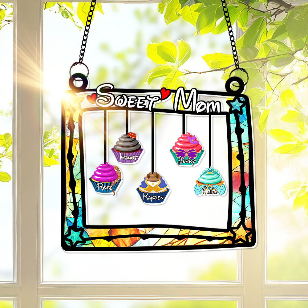 "Brighten Your Mom's Day with Sweet Cupcakes - Personalized Hanging Suncatcher for Her" Ornament PopCulturePrints