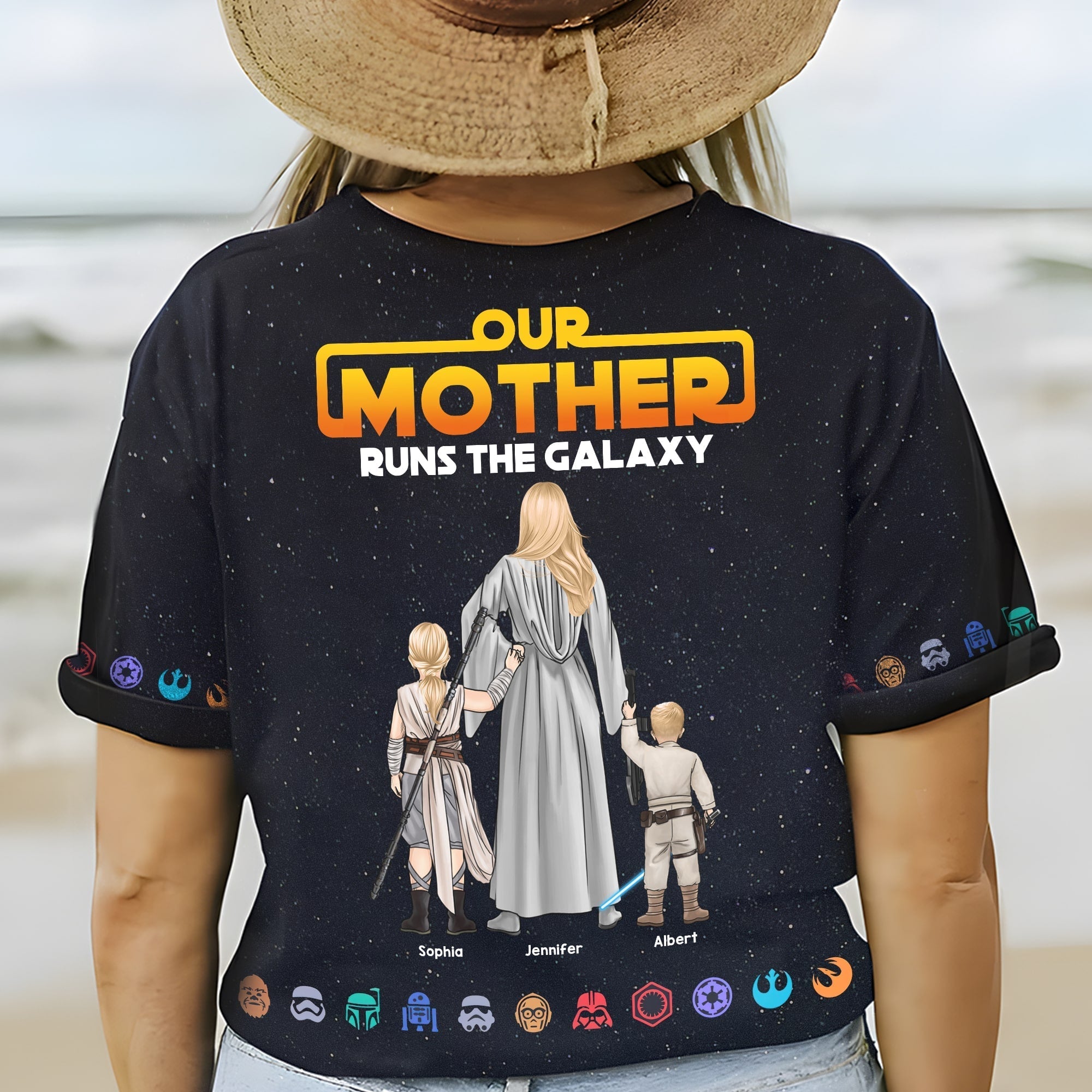 Personalized Galactic Mom 3D Shirt - Custom Family Names AOP Products PopCulturePrints