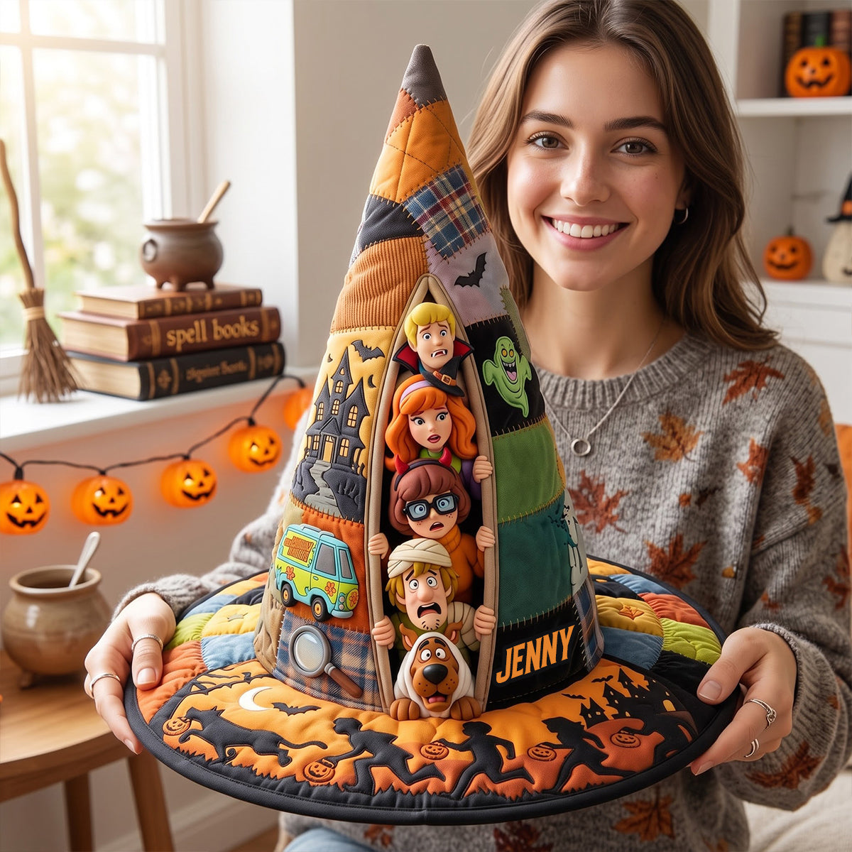 Horrified Peeking Out Quilted Witch Hat - Personalized Gifts 05qhtn140826 Quilted Witch Hat PopCulturePrints