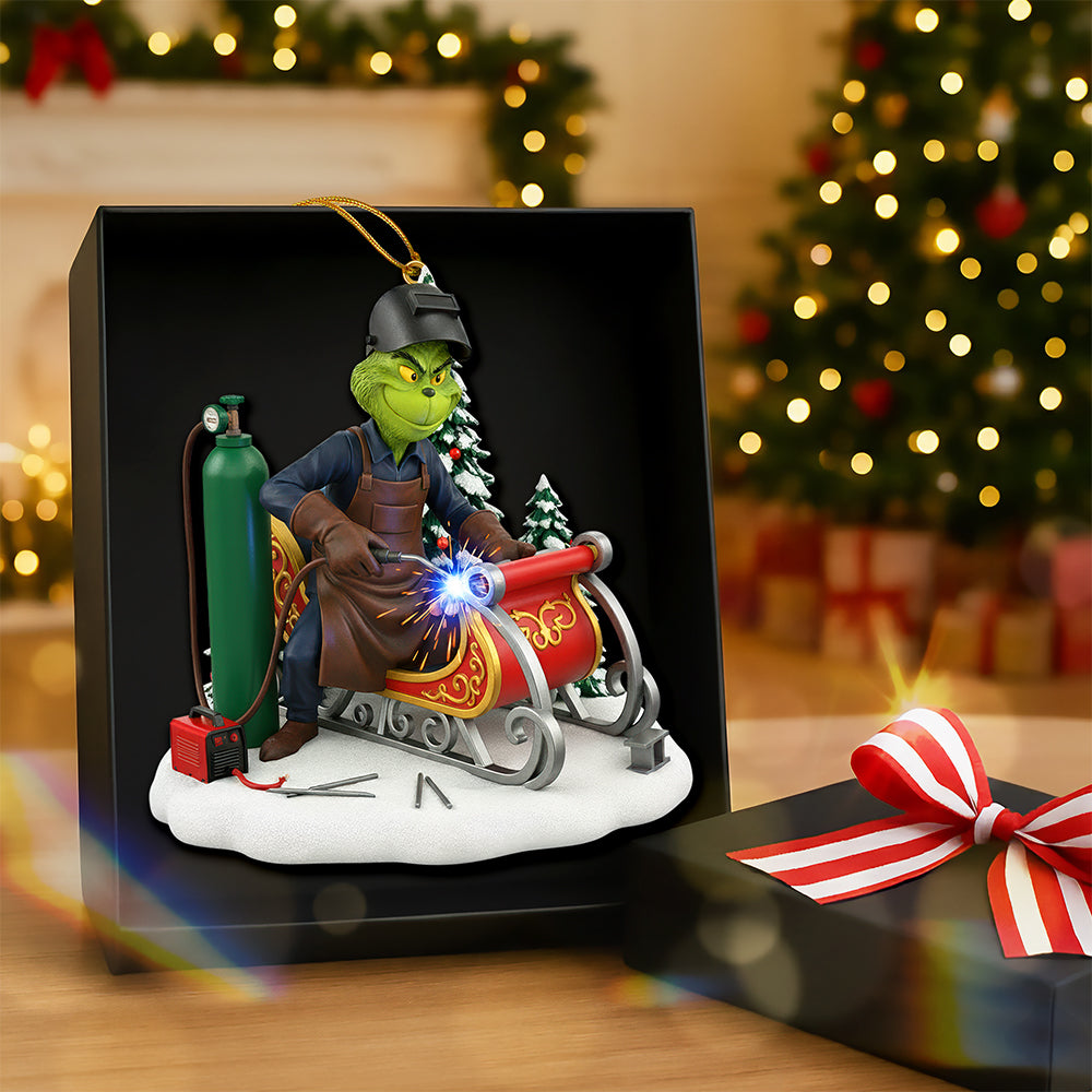 “Guess Who Made Santa's Sleigh?” - Personalized Badass Welder Christmas Ornament Ornament PopCulturePrints