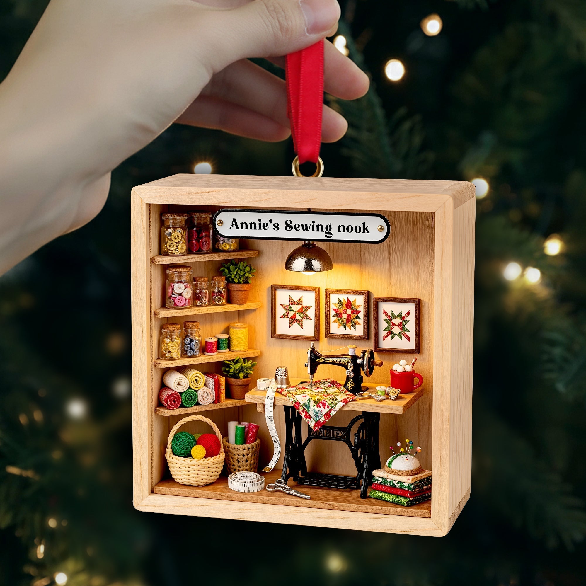 “Create Your Cozy Corner” - Cozy Sewing Nook Acrylic Ornament - Personalized Gift for Sewing Enthusiasts Ornament PopCulturePrints