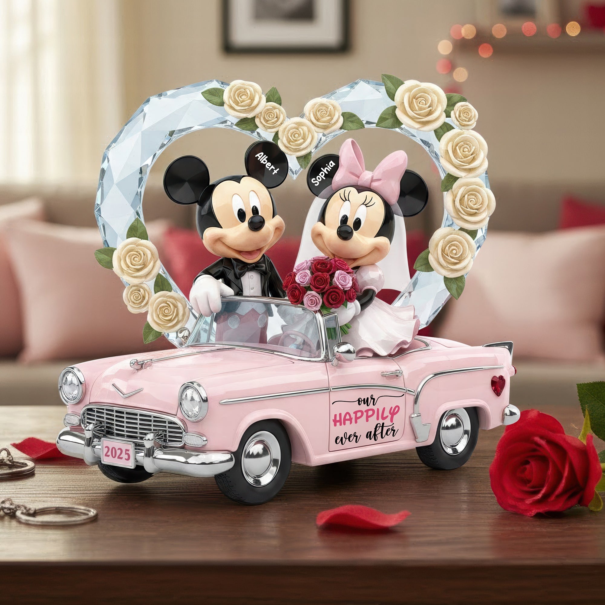 Our Happily Ever After - Romantic Wedding Acrylic Plaque | Personalized Gift for Couples Shaped Plaques PopCulturePrints