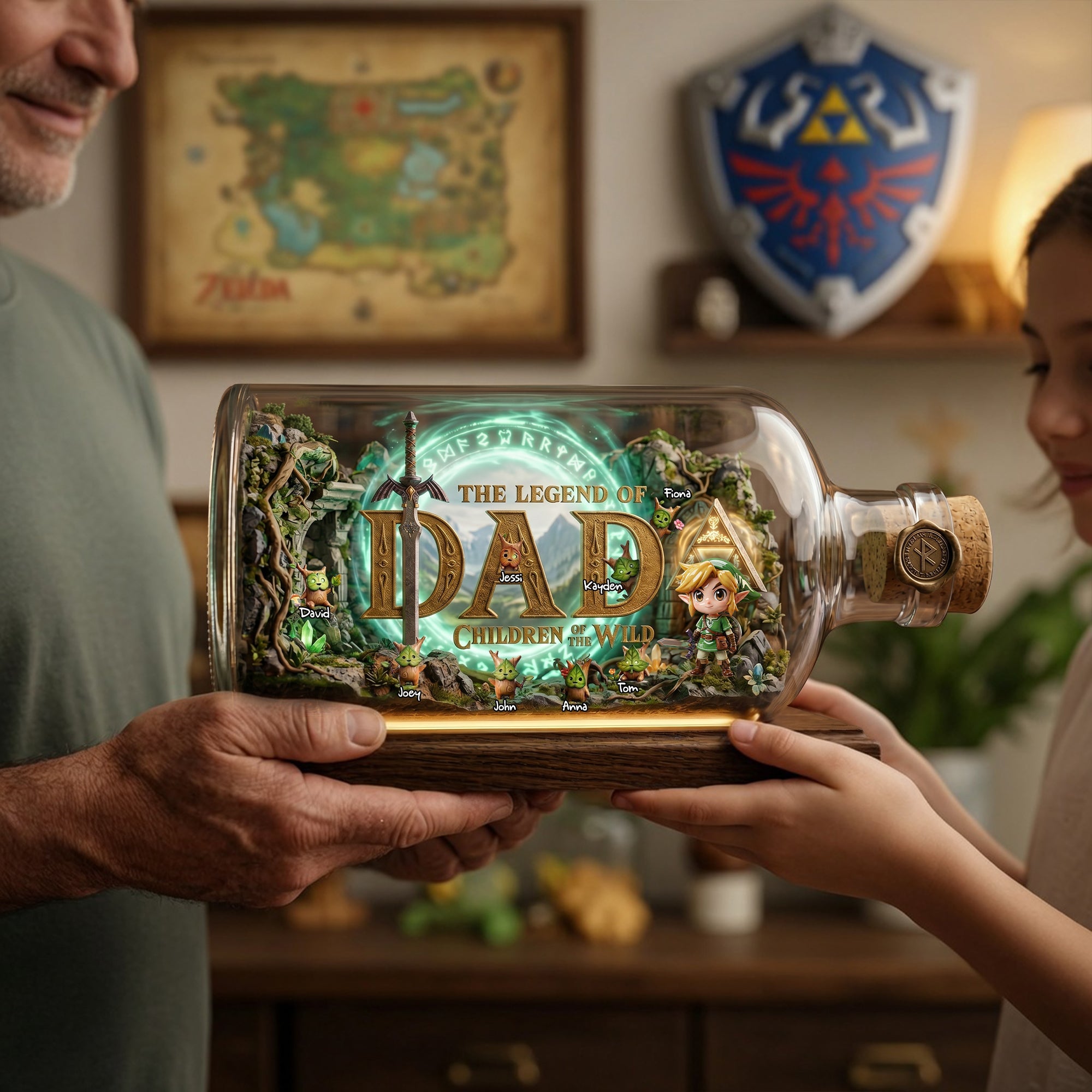 "The Legend of Dad - A Journey Through Adventure" - Personalized Dad Gift Plaque for Father's Day, Grandpa, and More Shaped Plaques PopCulturePrints