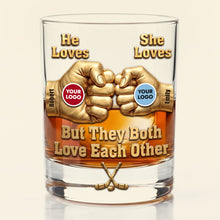 Load image into Gallery viewer, He Loves, She Loves - Personalized Rival Team Couple Round Glass Gift
