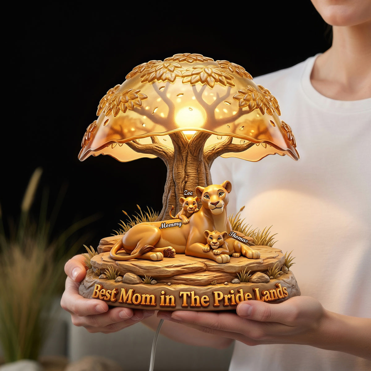 Best Mom in The Pride Lands - Personalized Acrylic Light Box - Perfect Gift for Mom and Grandma Light Box PopCulturePrints