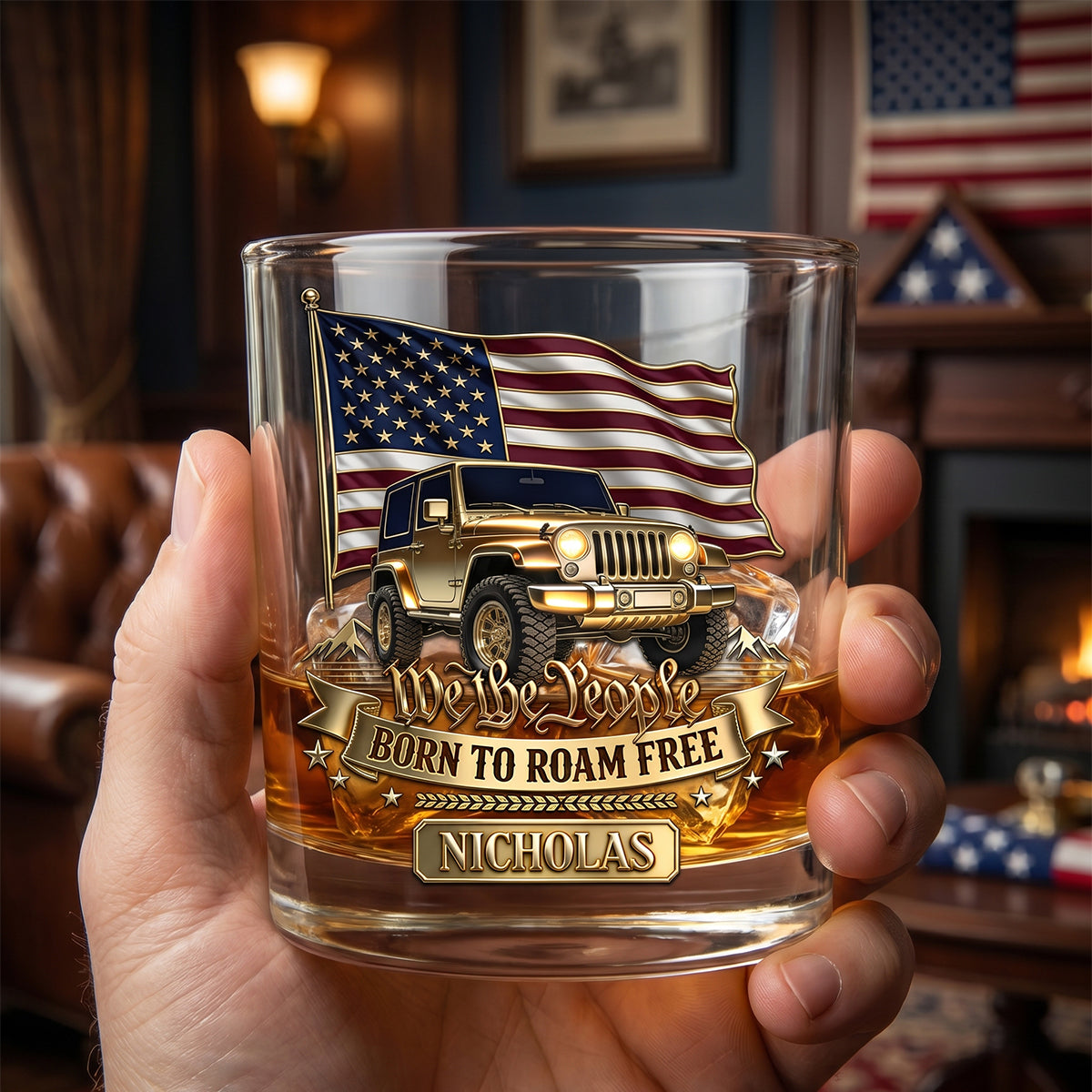 “Born To Roam Free” - Custom Drinking Glass for Off-road Lovers - Personalized Gift for Adventure Seekers