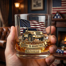 Load image into Gallery viewer, “Born To Roam Free” - Custom Drinking Glass for Off-road Lovers - Personalized Gift for Adventure Seekers
