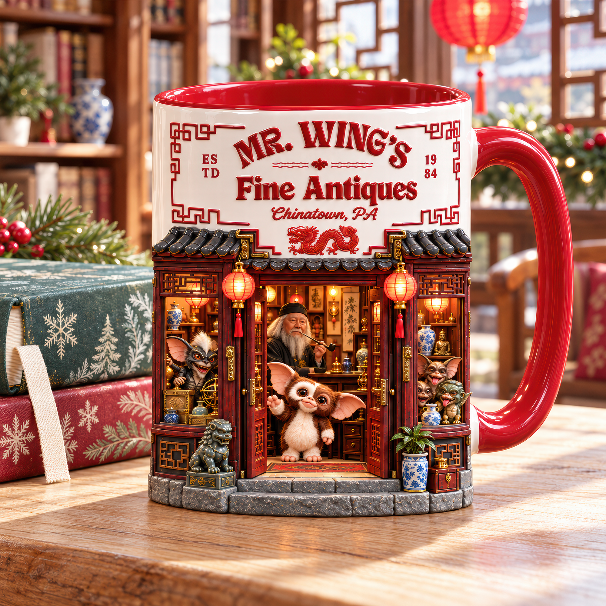Magic Awaits with Every Sip - Mystic Shop Red Accent Mug - Personalized Gift for Friends, Family, and Collectors Coffee Mug PopCulturePrints