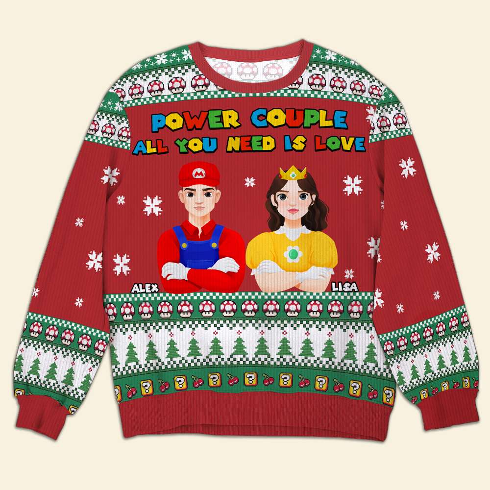 Customized Movie Lover Christmas Sweatshirt - Perfect Valentine's Day Gifts for Couples Ugly Christmas Sweater PopCulturePrints