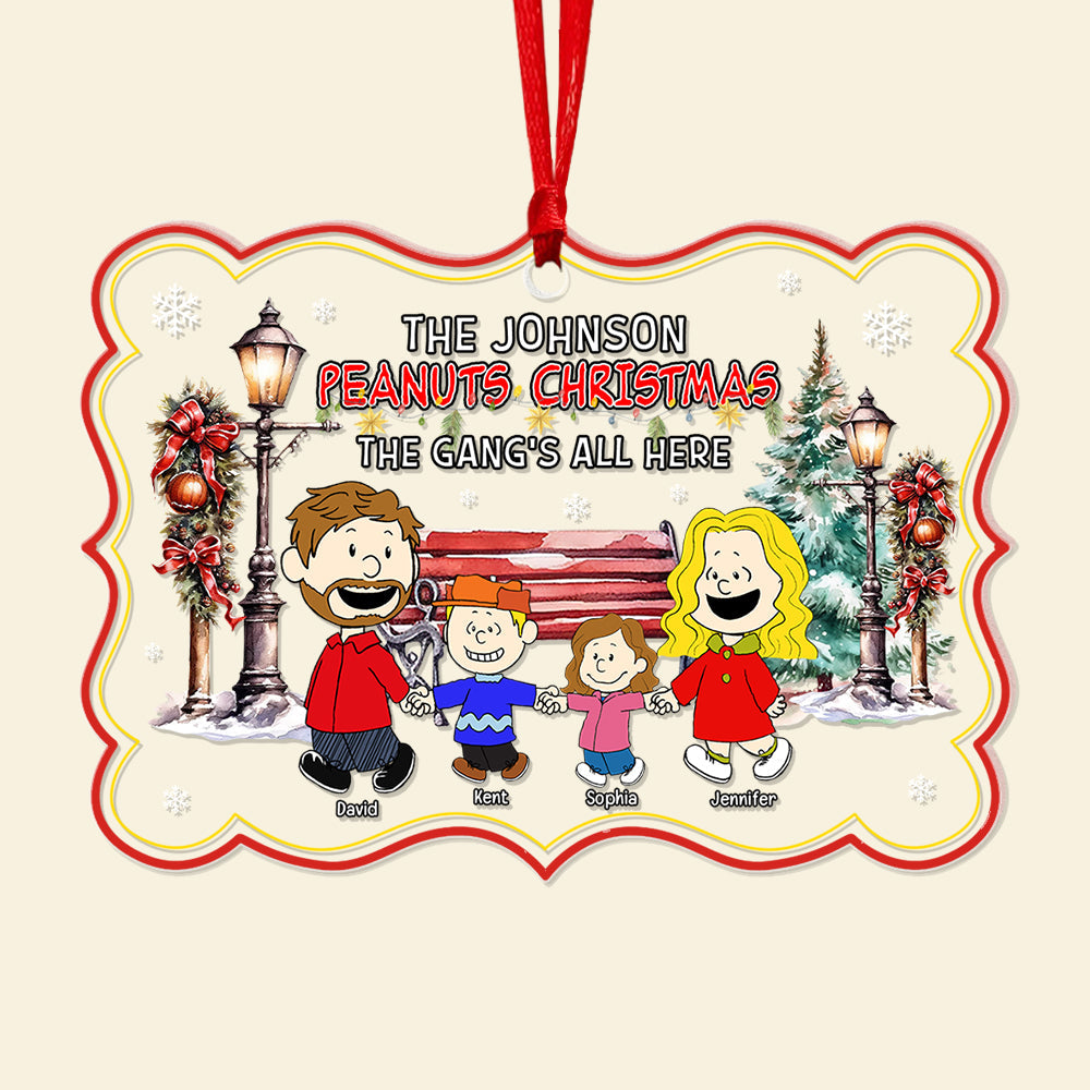 Personalized Christmas Family Acrylic Ornament - Peanuts Theme