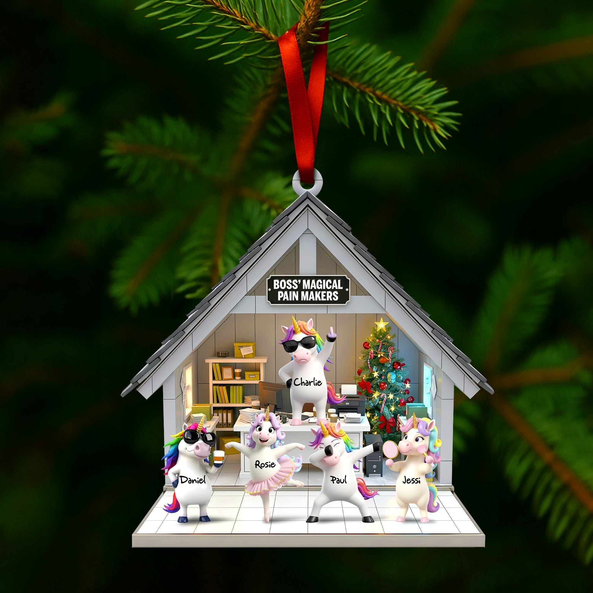"Bring Joy with Magical Unicorns!" - Personalized Ornament for Officers Ornament PopCulturePrints