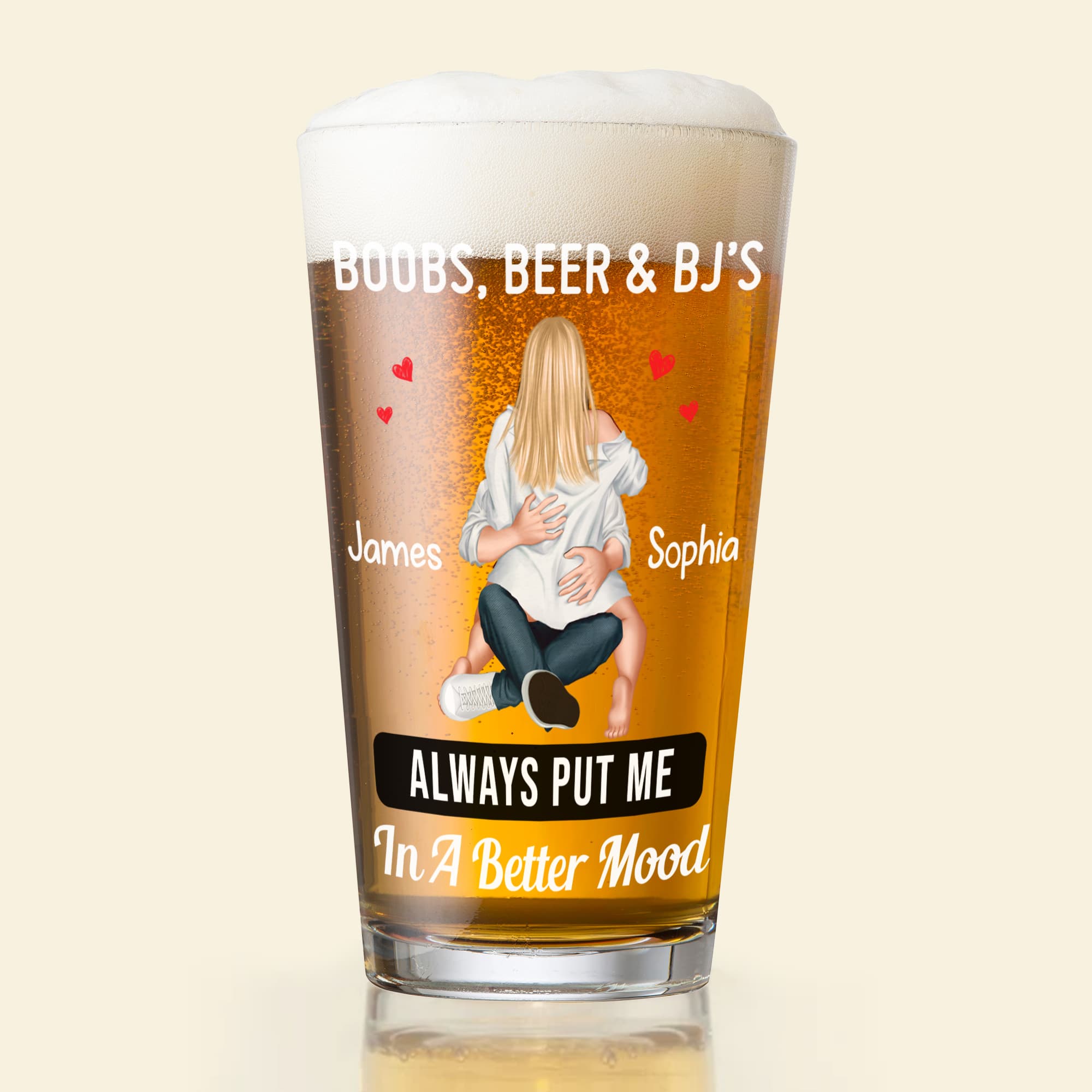 Personalized Naughty Couple Beer Glass - Funny Gift for Beer Lovers