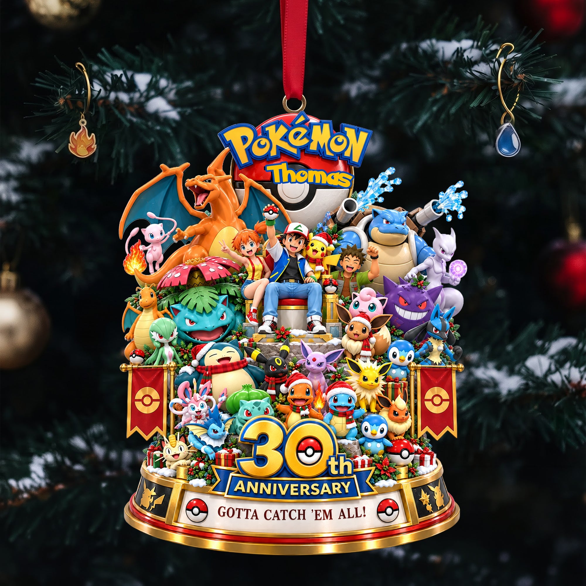 30th Anniversary Adventure Christmas Ornament - A Timeless Personalized Gift for Pokémon Lovers