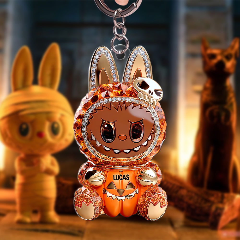 "Spooktacular Charm!" - Pumpkin Cute Monster Personalized Keychain - Gift for Horror Fans, Kids & Collectors Keychains PopCulturePrints