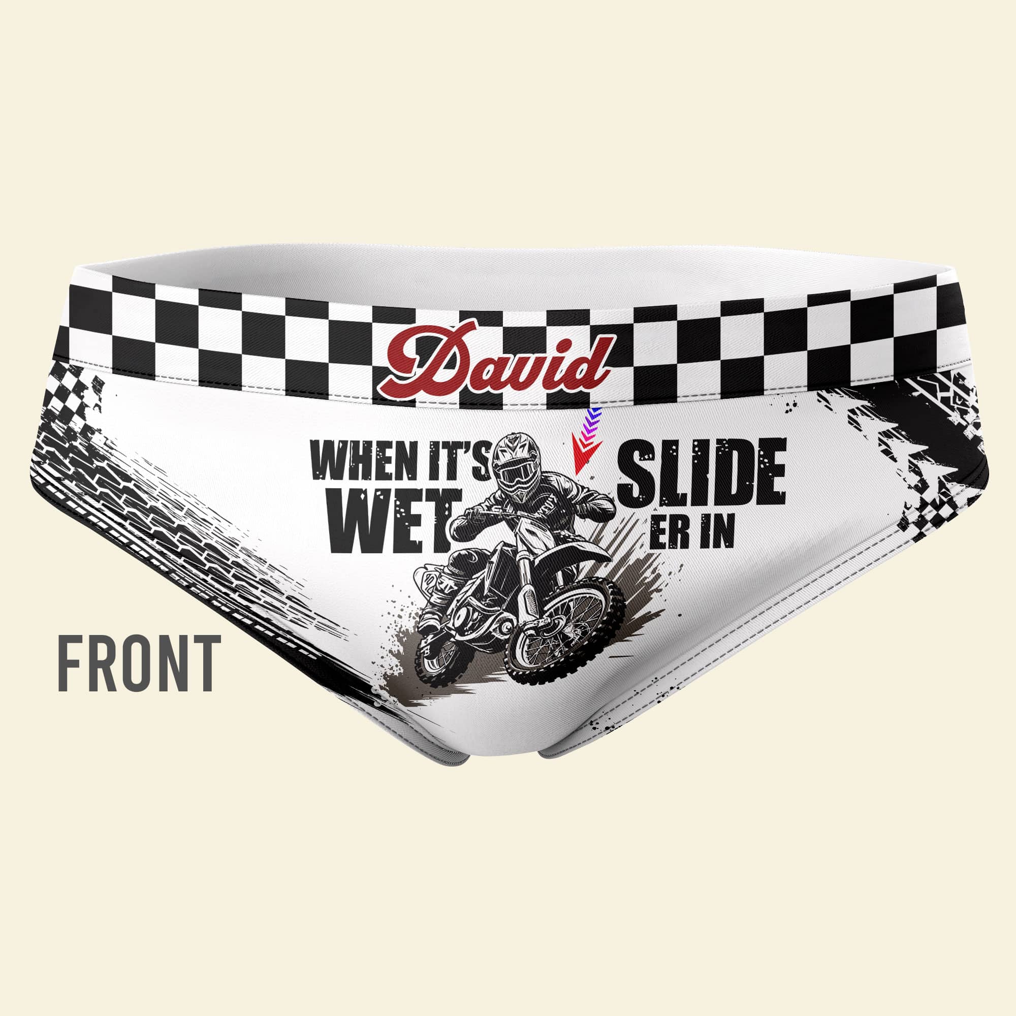 Personalized Checkered Motocross Girl Briefs Boxer Briefs PopCulturePrints