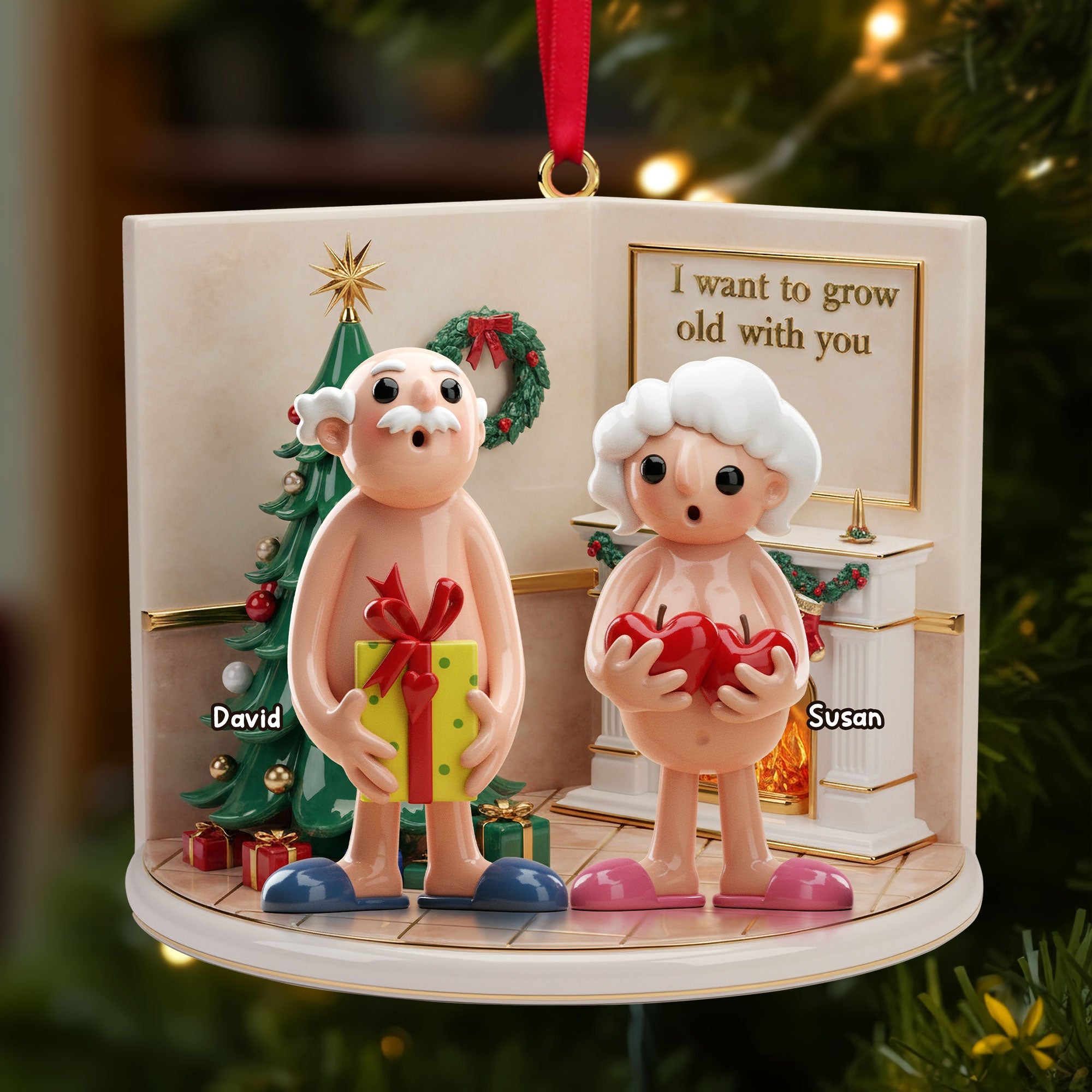 I Want to Grow Old with You - Personalized Christmas Ornament for Couples Ornament PopCulturePrints