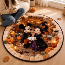 Load image into Gallery viewer, Spooky Little Mouse Round Mat - Personalized Halloween Gift for Couples
