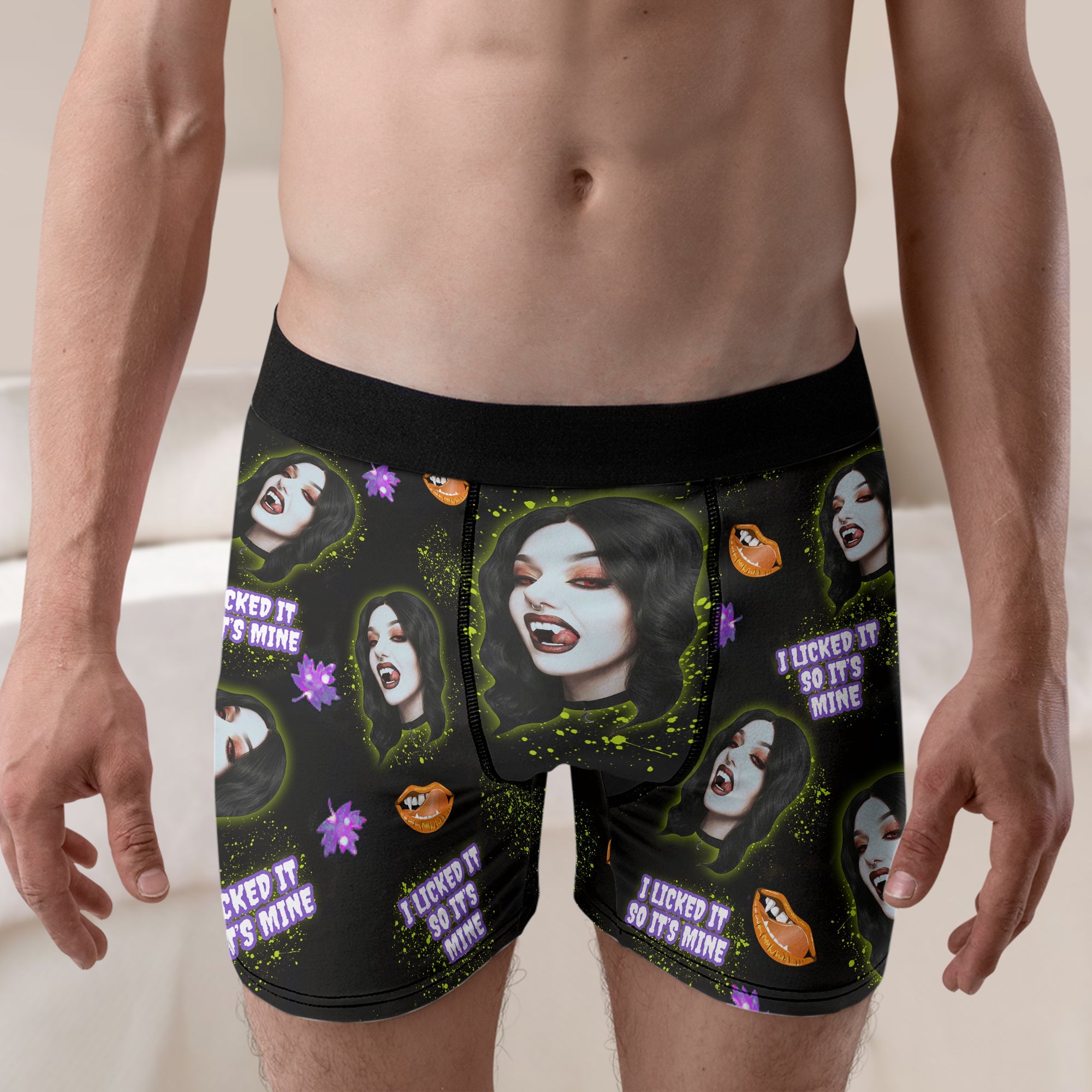 Custom Halloween Boxer Shorts for Couples - I Licked It So It's Mine Boxer Briefs PopCulturePrints