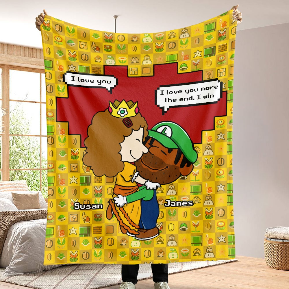 Personalized Mario Theme Couple Blanket Blanket PopCulturePrints