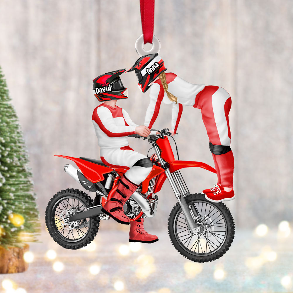 Personalized Motorcross Couple Christmas Ornament