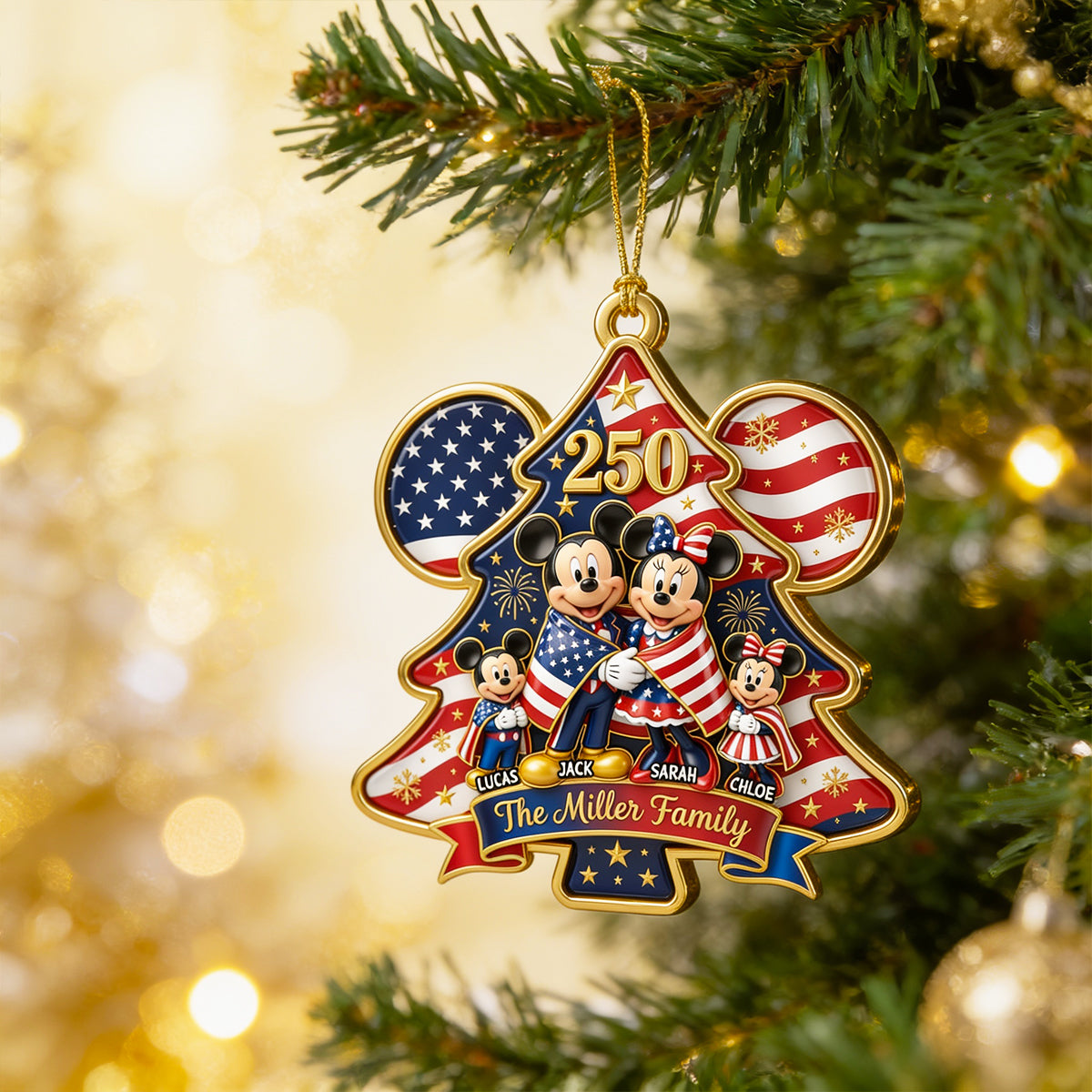 Celebrate 250 Years of Family Love - Patriotic Christmas Ornament - Personalized Gift for Families, Friends, and Loved Ones
