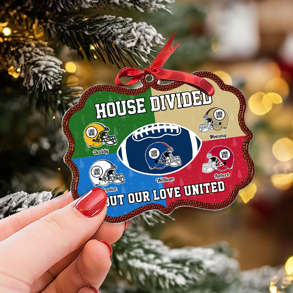 Personalized American Football Family Christmas Ornament - House Divided Theme Ornament PopCulturePrints