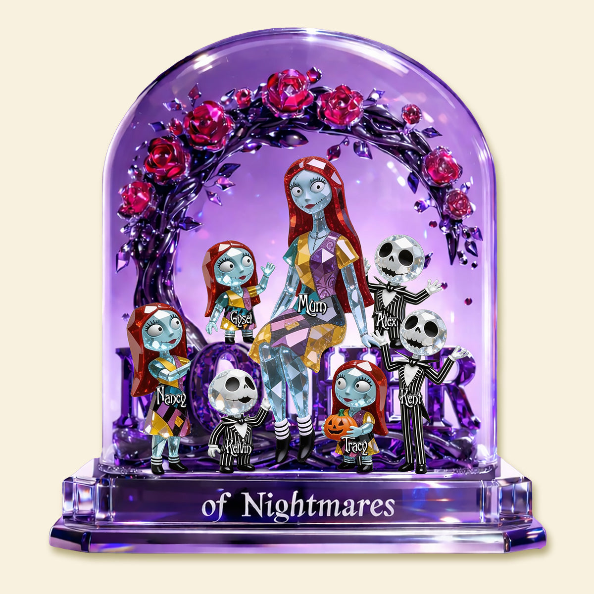 "Embrace the Nightmares with Love!" - Personalized Horror Mom Plaque - Unique Mother's Day Gift for Mom, Grandma & More Shaped Plaques PopCulturePrints