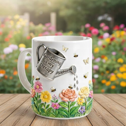 Gardening Is My Therapy - Personalized Coffee Mug for Garden Lovers Coffee Mug PopCulturePrints