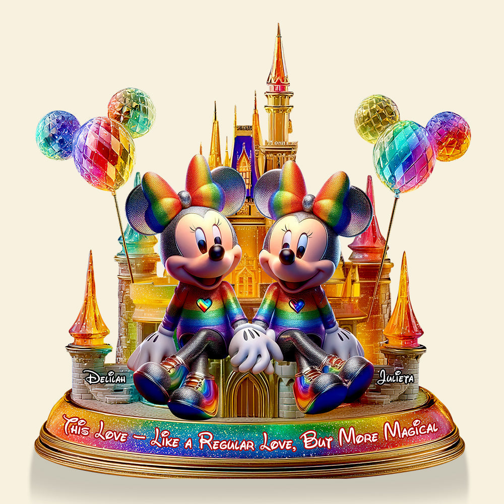 “This Love - Like a Regular Love, But More Magical” - LGBT Mouse Lover Couple Acrylic Plaque - Personalized Gift for Couples, Friends, and LGBTQ+ Community Shaped Plaques PopCulturePrints
