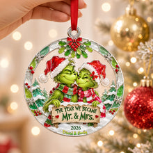 Load image into Gallery viewer, "The Year We Became Mr. &amp; Mrs." - Personalized Grinch Ornament - Unique Gift for Newlywed Couples and Christmas Celebration
