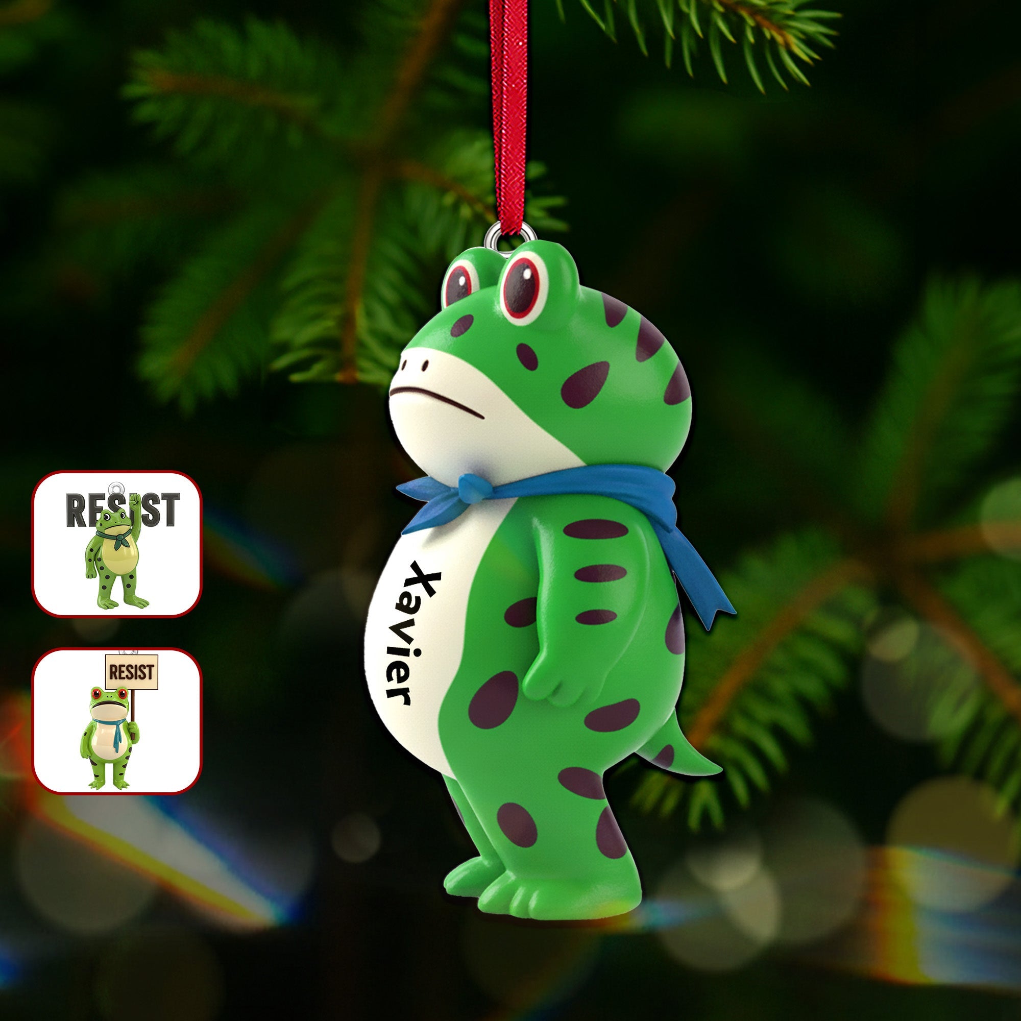 “Embrace the Joy of Giving” - Cute Frog Ornament - Personalized Christmas Gift | Perfect for Friends, Family & Colleagues Ornament PopCulturePrints